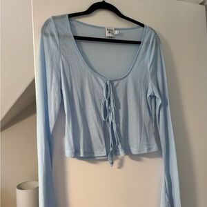 Princess Polly Light Blue Tie-Front Blouse